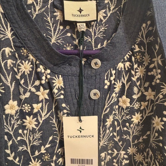 Tuckernuck Embroidered Chambray Wildflower Meadows Prescott Dress - XXL - Picture 3 of 4